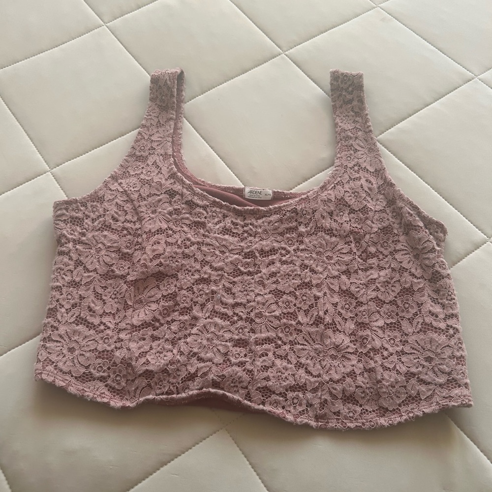 Ardene Ladies Pink Floral Lace Crop Top